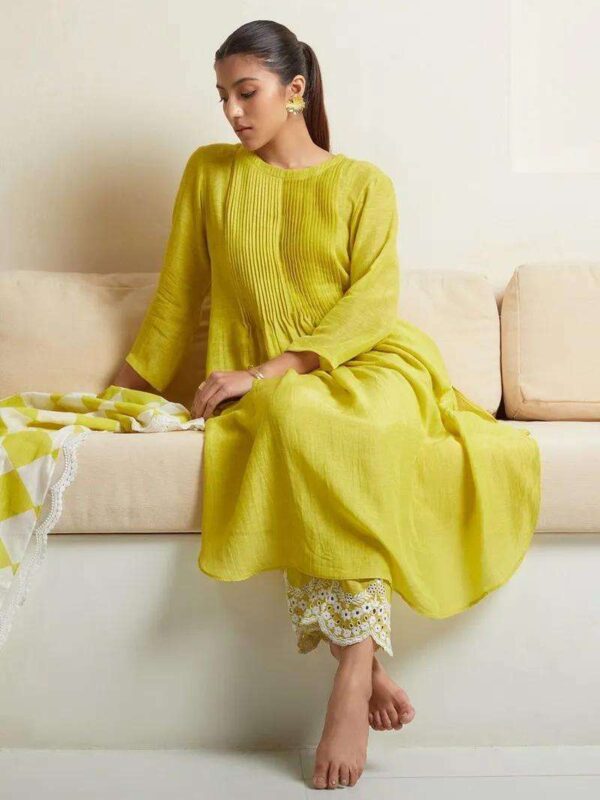 Women?s Traditional Cotton Kurta Palazzo Suit with Dupatta(XL) - Image 2